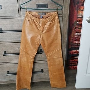 Gap, low rise, tan leather pants